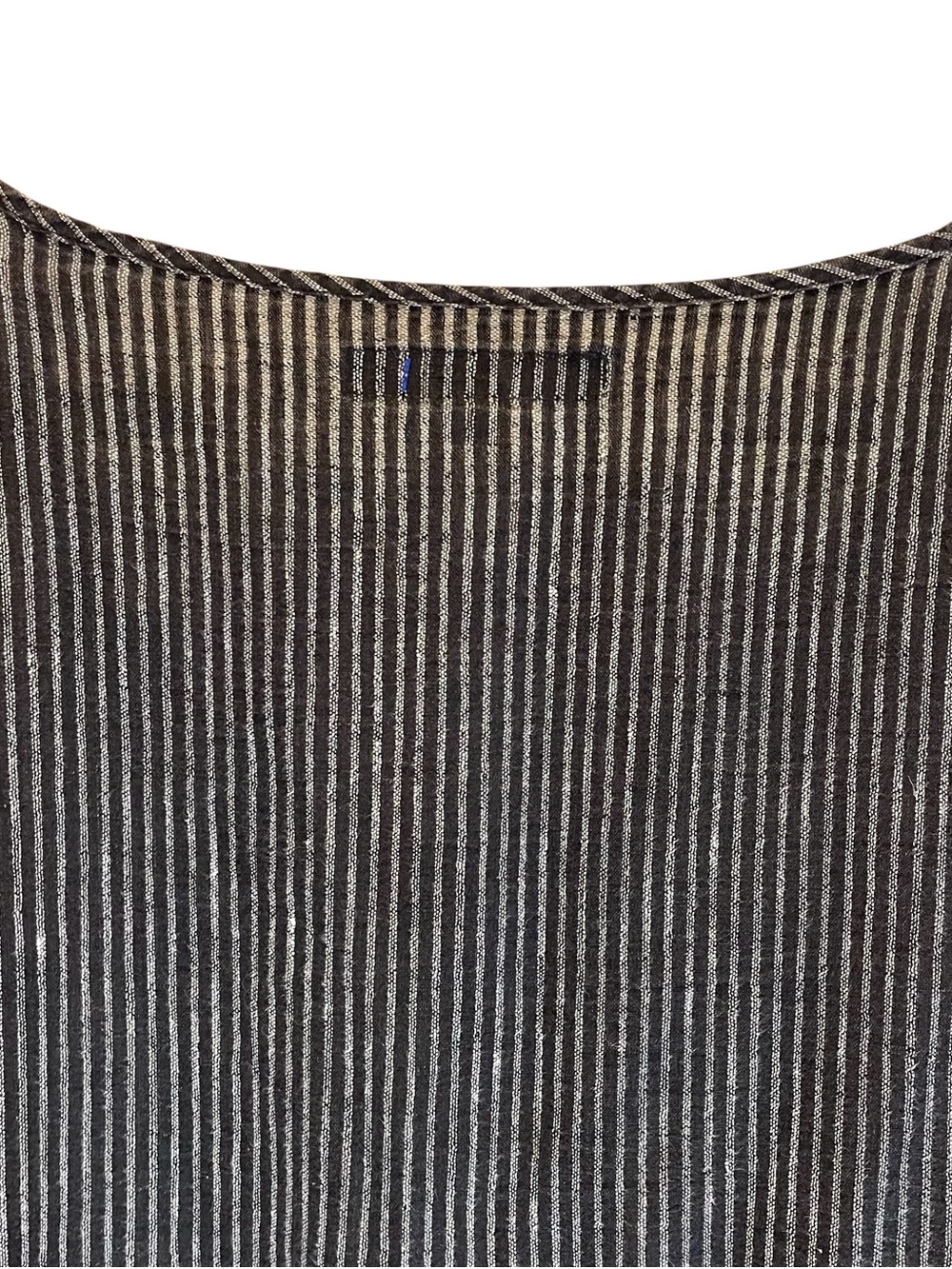 FLAX Linen Jacket Tunic Black Charcoal Pin Striped Button Front Size L Lagenlook - Picture 6 of 9